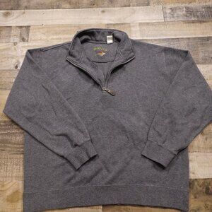 Orvis Quarter Zip Pullover sweatshirt French ribbed men's XL heather gray